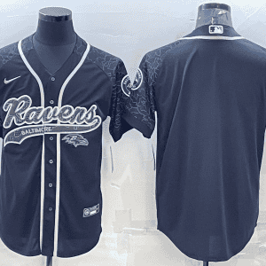 Baltimore Ravens Blank Black Reflective With Patch Cool Base Stitched Baseball Jersey