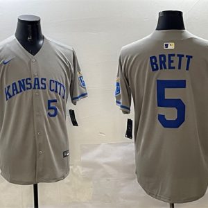 Kansas City Royals #5 George Brett Gray 2024 Away Limited Stitched Jersey