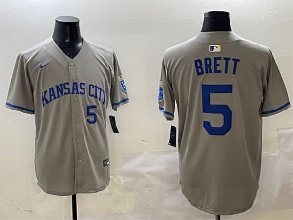 Kansas City Royals #5 George Brett Gray 2024 Away Limited Stitched Jersey