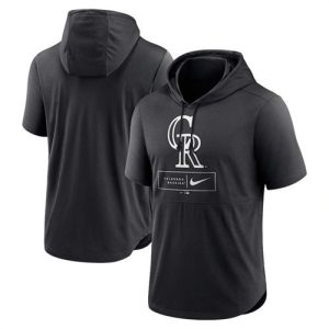 Colorado Rockies Black Short Sleeve Pullover Hoodie