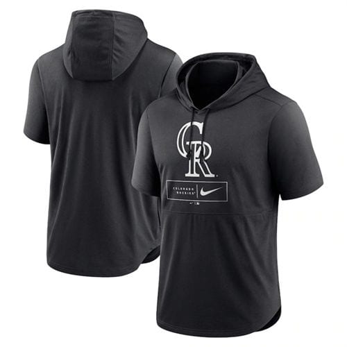 Colorado Rockies Black Short Sleeve Pullover Hoodie