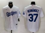 Los Angeles Dodgers #37 Teoscar Hern¨¢ndez White Cool Base Stitched Jersey