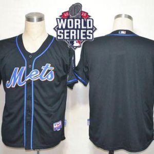 Mets Blank Black Alternate Cool Base W 2015 World Series Patch Stitched Jersey