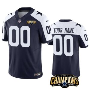 Dallas Cowboys Custom Navy White 2023 F.U.S.E. NFC East Champions Patch Stitched Jersey