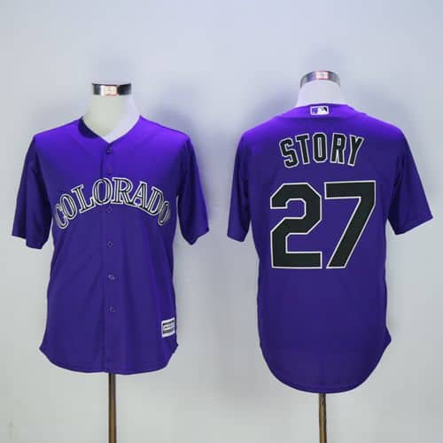 Rockies #27 Trevor Story Purple New Cool Base Stitched Jersey