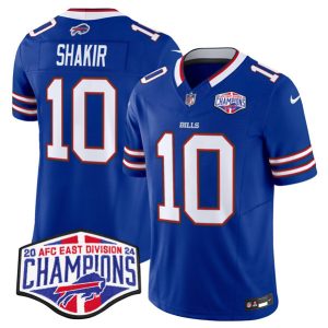 Buffalo Bills #10 Khalil Shakir Royal 2024-25 F.U.S.E. AFC East Division Champions Patch Limited Stitched Jersey
