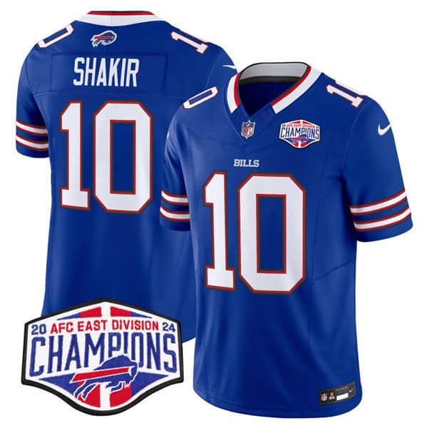 Buffalo Bills #10 Khalil Shakir Royal 2024-25 F.U.S.E. AFC East Division Champions Patch Limited Stitched Jersey
