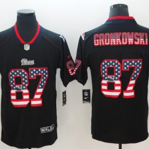 Patriots #87 Rob Gronkowski 2018 Black USA Flag Color Rush Limited Fashion Stitched Jersey