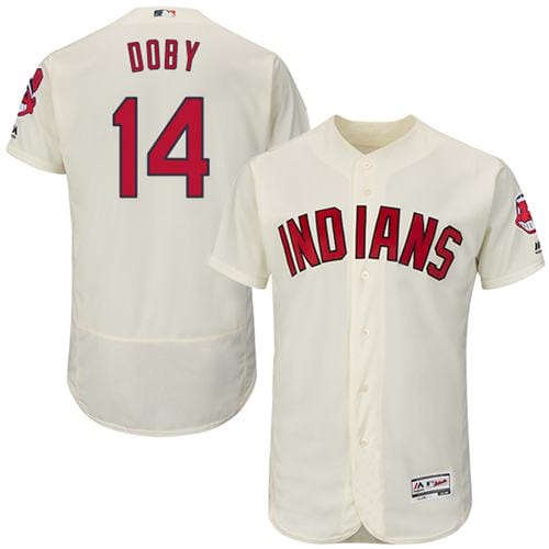 Indians #14 Larry Doby Cream Flexbase Authentic Collection Stitched Jersey