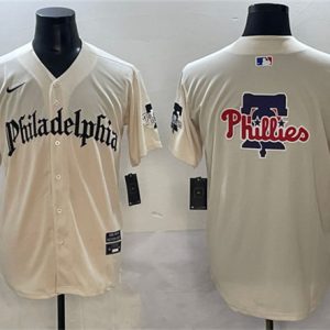 Philadelphia Phillies Team Big Logo Cream Gothic Vapor Limited Stitched Jersey