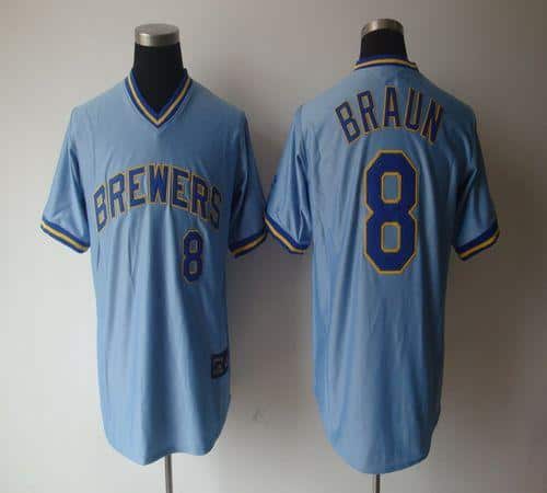 Brewers #8 Ryan Braun Light Blue Cooperstown Stitched Jersey