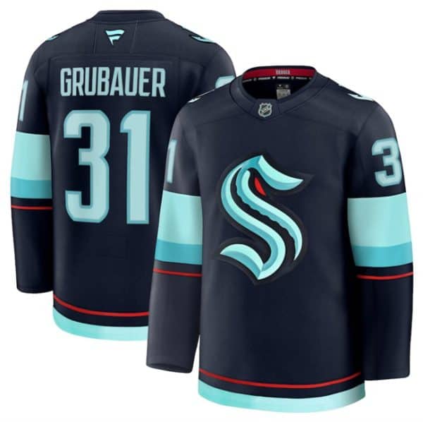 Seattle Kraken #31 Philipp Grubauer Navy 2024-25 Home Stitched Jersey