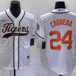 Detroit Tigers #24 Miguel Cabrera White Cool Base Stitched Jersey
