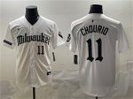 Milwaukee Brewers #11 Jackson Chourio White 'Gothic 414 Shadows Edition' Vapor Premier Limited Stitched Jersey