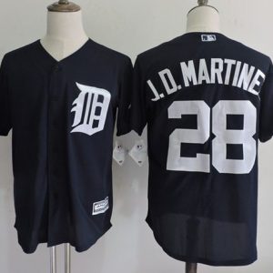 Tigers #28 J. D. Martinez Navy Blue Flexbase Authentic Collection Stitched Jersey