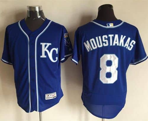 Royals #8 Mike Moustakas Royal Blue Flexbase Authentic Collection Stitched Jersey
