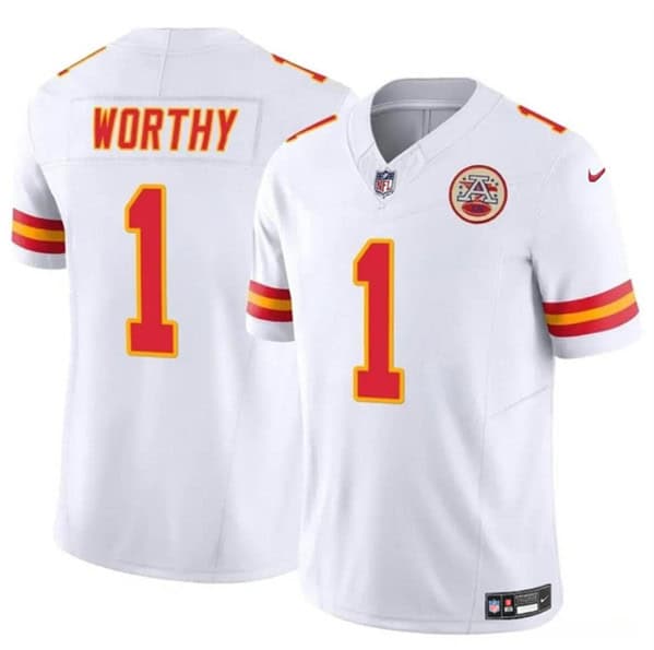 Kansas City Chiefs #1 Xavier Worthy White 2023 F.U.S.E. Vapor Untouchable Limited Stitched Jersey