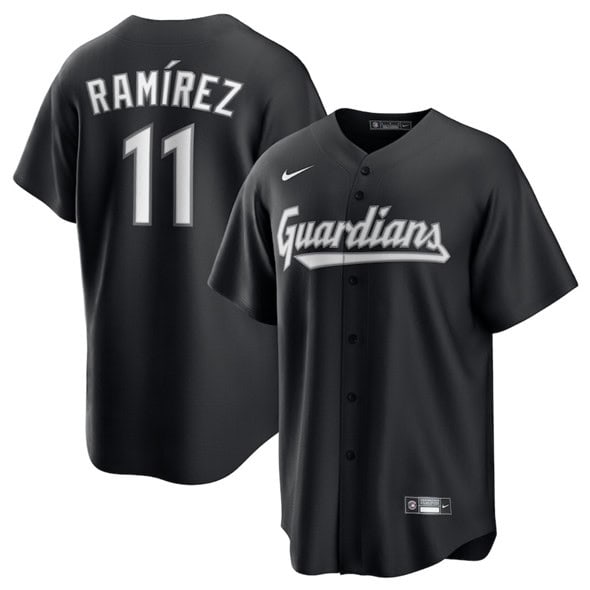 Cleveland Guardians #11 Jos¨¦ Ram¨ªrez Black Lights Out Limited Stitched Jersey