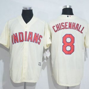 Indians #8 Lonnie Chisenhall Cream New Cool Base Stitched Jersey