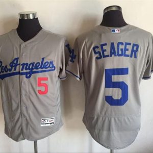 Dodgers #5 Corey Seager Grey Flexbase Authentic Collection Road Stitched Jersey