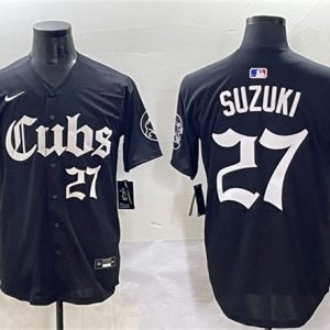 Chicago Cubs #27 Seiya Suzuki Black 'Gothic North Side Edition' Vapor Premier Limited Stitched Jersey