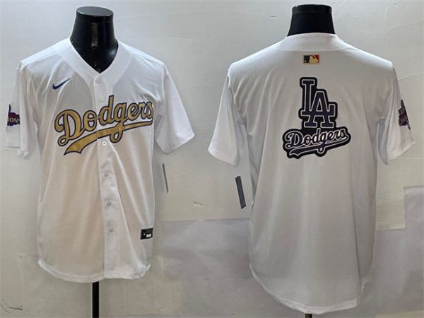 Los Angeles Dodgers Team Big Logo White 2025 Gold Collection Limited Stitched Jersey