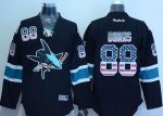 Sharks #88 Brent Burns Black USA Flag Fashion Stitched Jersey