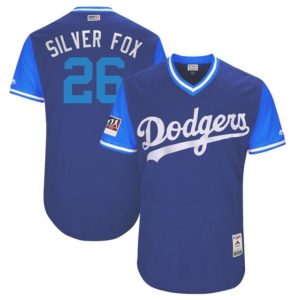 Los Angeles Dodgers #26 Chase Utley "Silver Fox" Majestic Royal Players Weekend Authentic Stitched Jersey