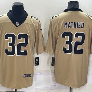 New Orleans Saints #32 Tyrann Mathieu Gold Inverted Legend Stitched Jersey