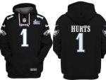Philadelphia Eagles #1 Jalen Hurts Black Super Bowl LVII Patch Pullover Hoodie
