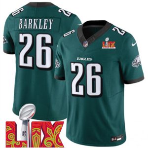 Philadelphia Eagles #26 Saquon Barkley Green 2025 Super Bowl LIX Patch Vapor Untouchable Limited Stitched Jersey