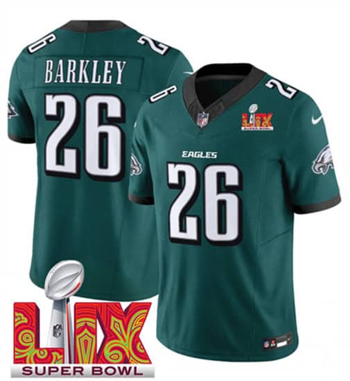 Philadelphia Eagles #26 Saquon Barkley Green 2025 Super Bowl LIX Patch Vapor Untouchable Limited Stitched Jersey