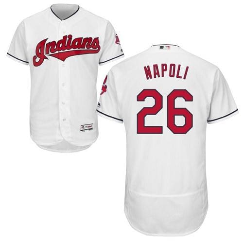 Indians #26 Mike Napoli White Flexbase Authentic Collection Stitched Jersey