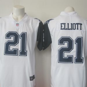 Cowboys #21 Ezekiel Elliott White Limited Rush Stitched Nike Jersey