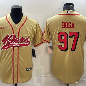 San Francisco 49ers #97 Nick Bosa New Gold With Patch Cool Base Stitched Jersey