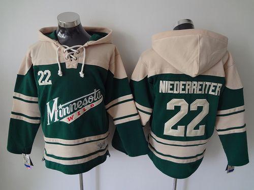 Wild #22 Nino Niederreiter Green Sawyer Hooded Sweatshirt Stitched Jersey