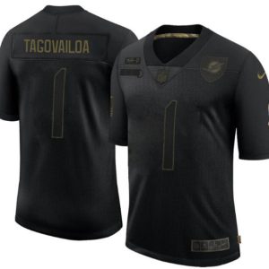 Miami Dolphins #1 Tua Tagovailoa 2020 Black Salute To Service Limited Stitched Jersey