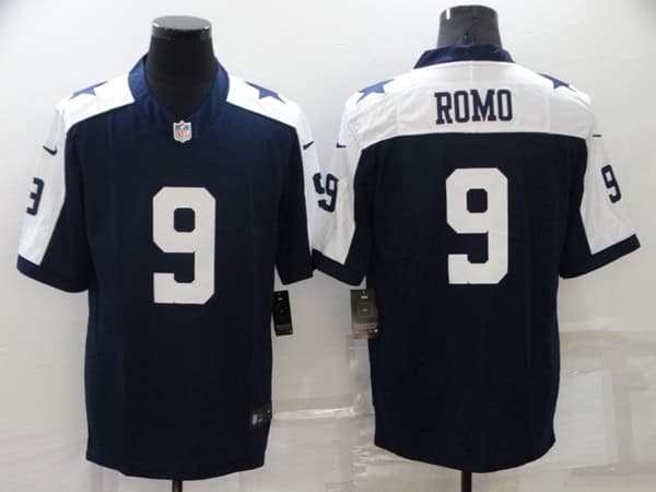 Dallas Cowboys #9 Tony Romo Navy White Stitched Jersey