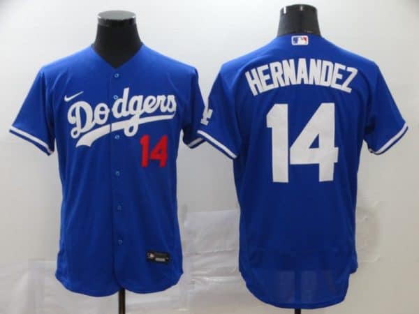 Los Angeles Dodgers #14 Kik¨¦ Hern¨¢ndez Blue Flex Base Stitched Jersey