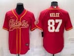 Kansas City Chiefs #87 Travis Kelce Red Cool Base Stitched Baseball Jersey