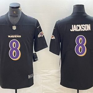 Baltimore Ravens #8 Lamar Jackson Black Vapor Limited Stitched Jersey