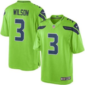 Seahawks #3 Russell Wilson Green Stitched Limited Rush Nike Jersey