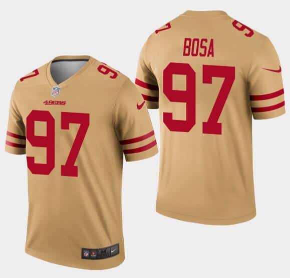 San Francisco 49ers #97 Nick Bosa Gold Inverted Legend Stitched Jersey