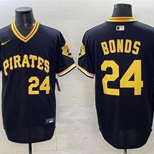 Pittsburgh Pirates #24 Barry Bonds Black With Patch Cool Base Stitched Jersey