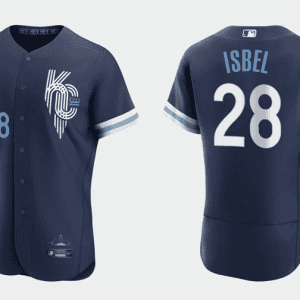 Kansas City Royals #28 Kyle Isbel Navy City Connect Flex Base Stitched Jersey