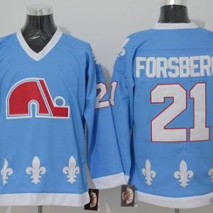 Nordiques #21 Peter Forsberg Light Blue CCM Throwback Stitched Jersey