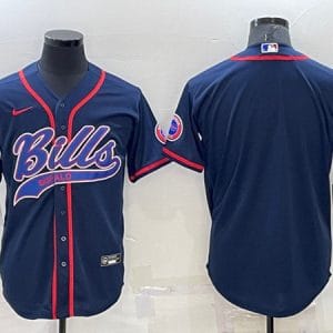 Buffalo Bills Blank Navy With Patch Cool Base Stitched Baseball Jersey