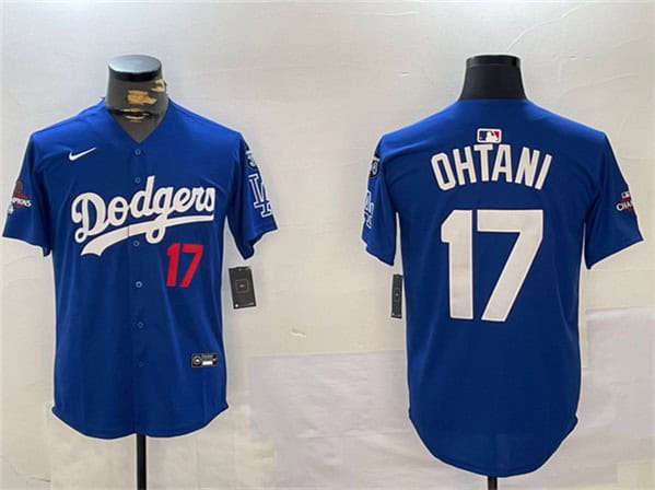 Los Angeles Dodgers #17 Shohei Ohtani Royal 2024 World Series Champions With Fernando Memorial Patch Alternate Limited Stitched Jersey