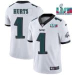 Philadelphia Eagles #1 Jalen Hurts White Super Bowl LVII Patch Vapor Untouchable Limited Stitched Jersey