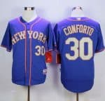 Mets #30 Michael Conforto Blue(Grey NO.) Alternate Road Cool Base Stitched Jersey
